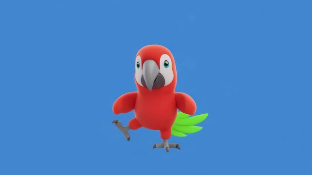 Red Macaw Parrot Dancing with Joy in Sunny Studio Lighting