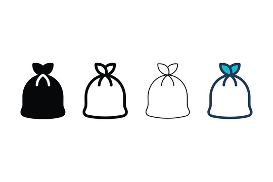 Set of four ecofriendly compostable trash bag vector icons illustration