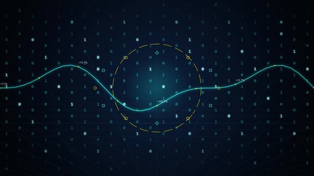 Abstract Digital Data Wave with Binary Code and Statistical Analysis