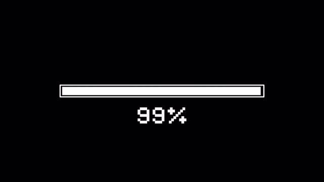 Pixel art loading bar progress for used in 8-bit video game start themed. 4K animation with alpha channel