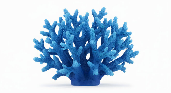 Vibrant blue coral reef cluster with detailed porous texture in a stylized 3D cartoon style.