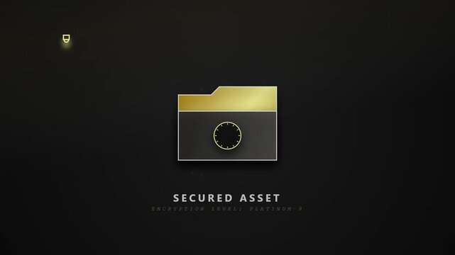 Digital secure folder icon with safe lock symbol for data protection