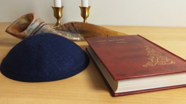 Traditional jewish objects for rosh hashanah celebration