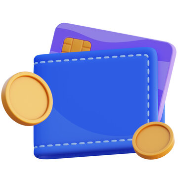 Digital Wallet with credit card 3D Icon