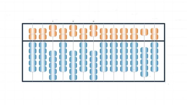 Abstract Abacus Beads Sliding and Counting Animation for Mathematics and Financial Education Concept