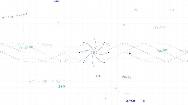 Floating Differential Equation Symbols and Advanced Mathematical Formulas on Clean White Background