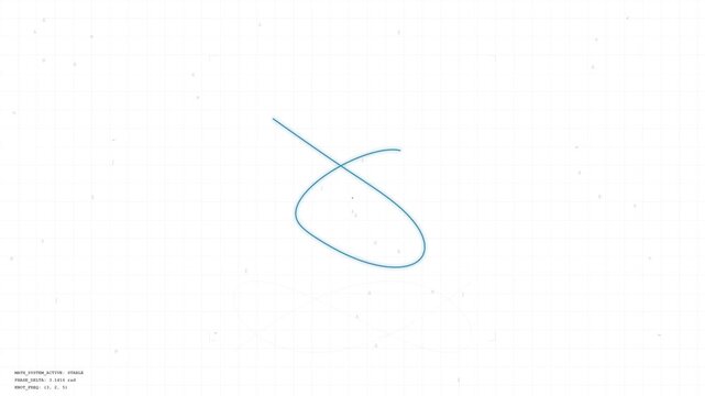 Mathematical Lissajous Knot Curves Rotating in Phase on a White Technical Grid Background Animation