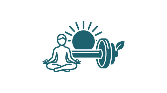 Healthy lifestyle, fitness, yoga, sun, and growth concept icon