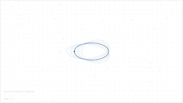 Mathematical Animation of a Continuous Mobius Strip Surface on Technical Grid Background Loop