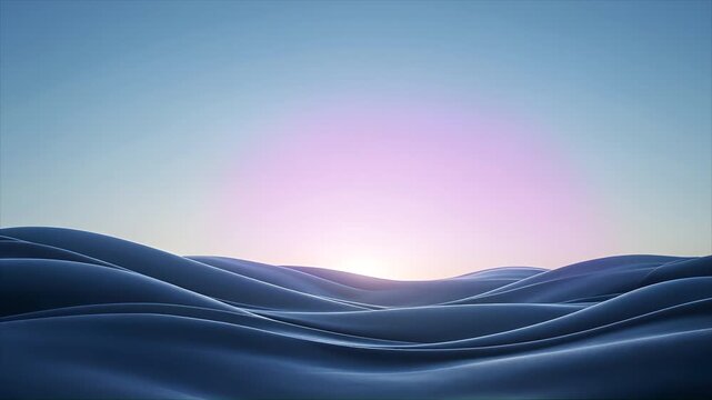 3D Abstract Blue Velvet Wave Loop, Minimalist Liquid Motion Background, 4K 60fps