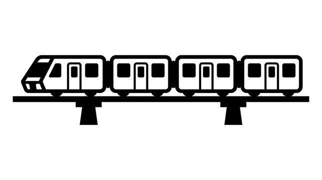 Monorail train cartoon illustration for urban transportation concept