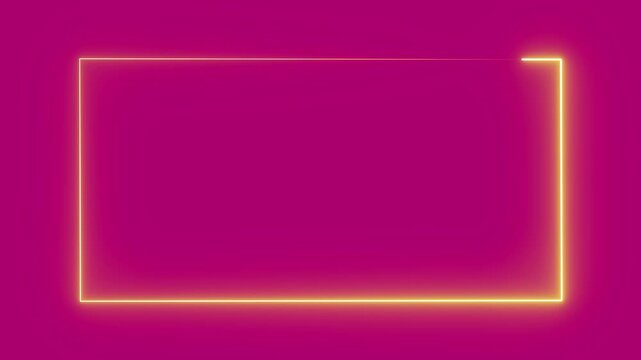 neon square frame overlay 4k, glowing neon rectangle border with bright pulsing light animation, live streaming neon sign frame effect. luminous rectangle picture frame icon, alpha channel