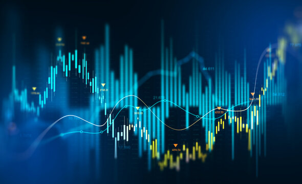 Financial growth chart with upward trend, cryptocurrency market analysis, business analytics dashboard and investment concept.	
