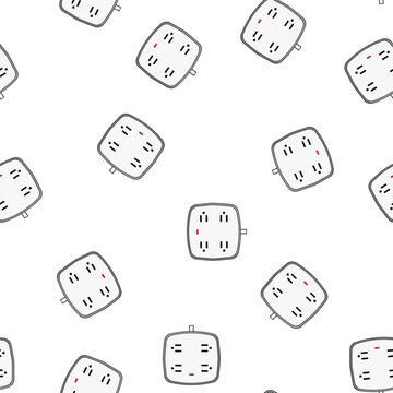 pattern plug power strip smart cartoon. surge protector, usb alexa, google assistant plug power strip smart sign vector