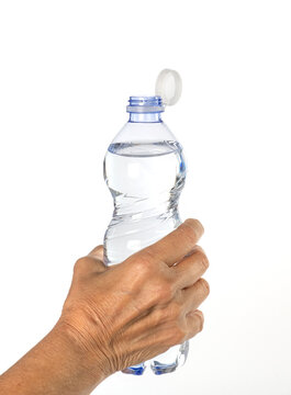 Acqua, bottiglia, svitare, tappo con mani