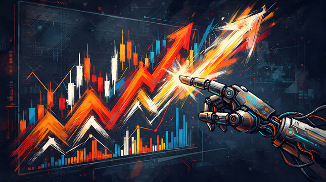 AI automated trading and stock market growth concept background
