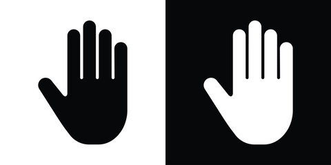 Open human hand palm icon set. Clean flat vector design showing five fingers raised, ideal for voting, stopping, or greeting UI elements. © bibin