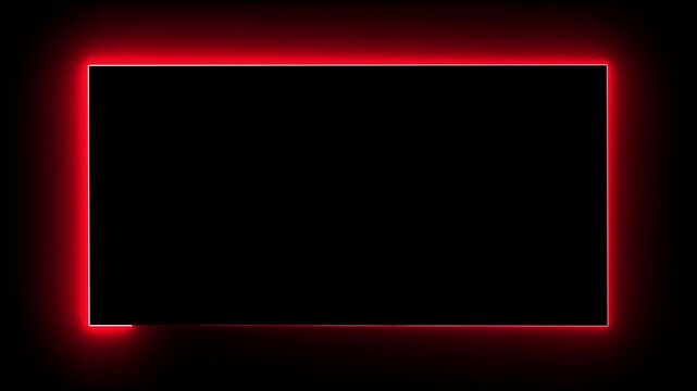 neon square frame overlay 4k, glowing neon rectangle border with bright pulsing light animation, live streaming neon sign frame effect. luminous rectangle picture frame icon, alpha channel