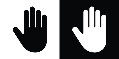 Open human hand palm icon set. Clean flat vector design showing five fingers raised, ideal for voting, stopping, or greeting UI elements. © bibin