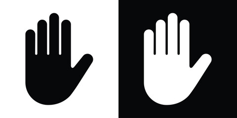 Open human hand palm icon set. Clean flat vector design showing five fingers raised, ideal for voting, stopping, or greeting UI elements. © bibin