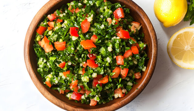 Close Up Shot Of Popular Traditional Tabboule Salad Dish