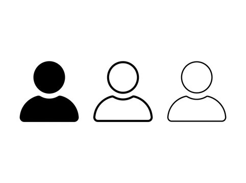 User profile icons set. Human avatar symbols isolated on transparent background