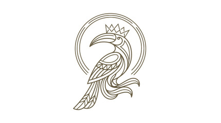 Royal hornbill bird emblem. Luxury golden line art logo design for premium branding. © Md Eachin Arafat