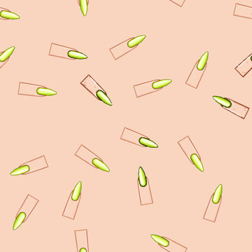 seamless pattern oval nail shape cartoon. coffin stiletto, round squoval, edge lipstick oval nail shape sign vector