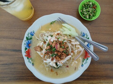 A bowl of Bakmi Godog (Javanese boiled noodles or noodle soup with distict smoky aroma), a traditional Indonesian noodle soup, originates from Central Java (notably Yogyakarta and Surakarta).