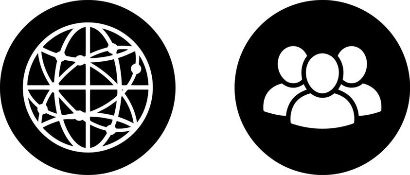 Global network and group of people icons