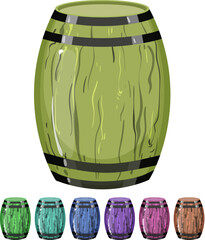 Obraz premium cask barrel wine cartoon. cask barrel wine sign colorful illustration