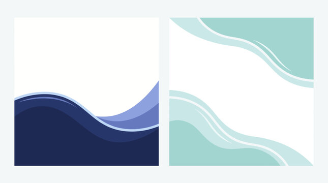 Abstract wave patterns on white background showcase soothing blue and green hues