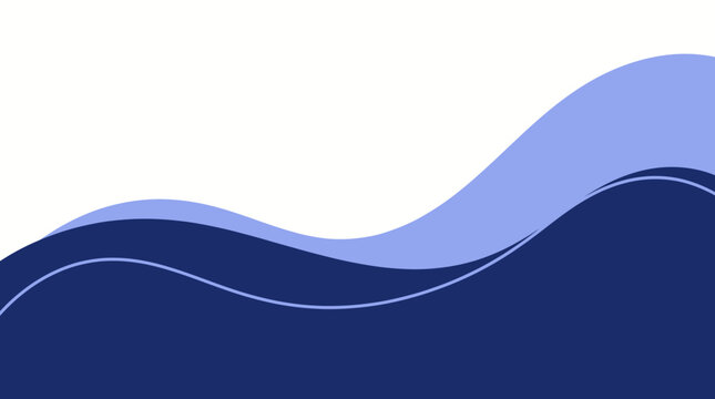 Wavy lines in shades of blue create an abstract landscape illustration
