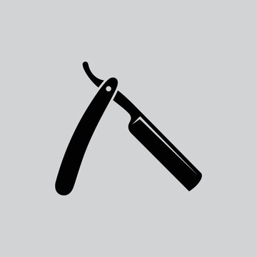 Straight razor icon, barber shop tool symbol