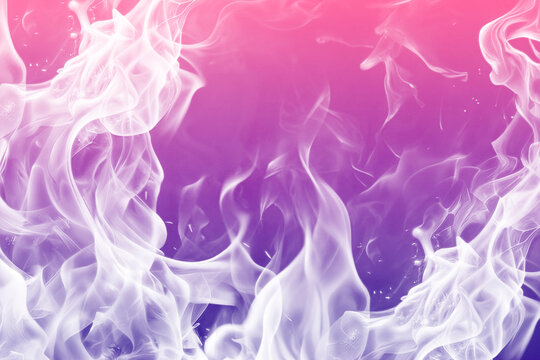 Abstract Ethereal White Flames and Smoke on Pink to Purple Gradient Background