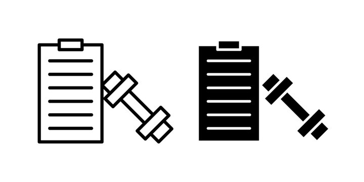 Fitness Plan Icon represents workout scheduling, health goals, and exercise planning with an editable outline vector illustration.