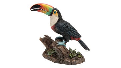 Colorful tropical toucan bird figurine exotic rainforest wildlife decoration asset isolated on transparent background © Hanna