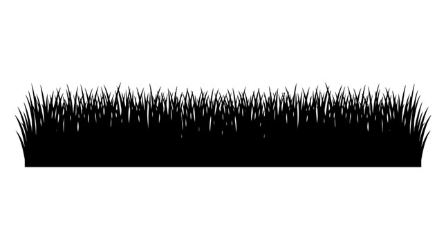 Low dense grass border silhouette vector on white background