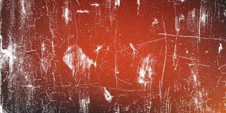 Grunge red texture background with white scratches and cracks distressed vintage surface for design elements, overlays, or abstract wallpaper
