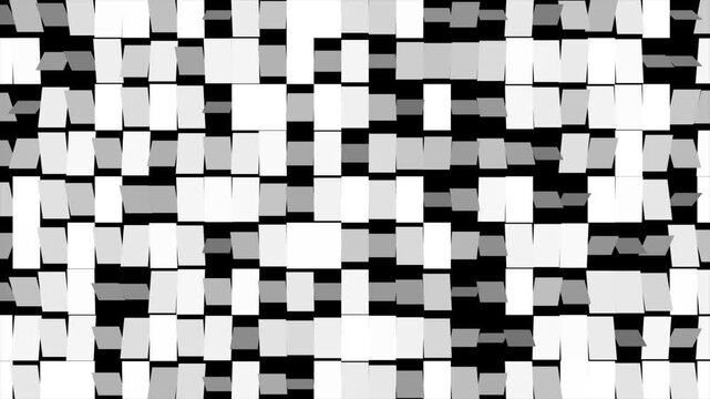 Geometric digital pixel glitch block transition from white to black