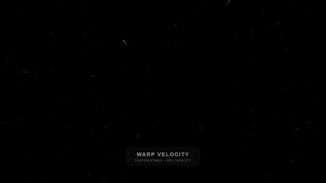Warp speed hyperspace travel through deep space with digital interface