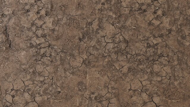 Seamless cracked dry mud texture with natural soil surface and drought earth background
