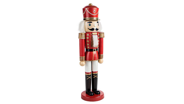 Traditional wooden nutcracker soldier Christmas holiday festive decoration toy asset isolated on transparent background