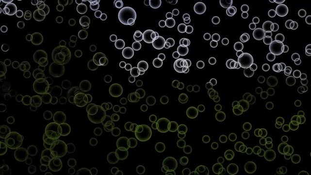 Green and white floating bubbles