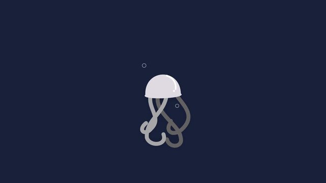 Cute Minimalist 2D Jellyfish Swimming Animation with Gentle Tentacle Movement and Soft Glow Effect, Symbol of Marine Life, Ocean, Underwater World and Aquatic Nature, Isolated Motion Graphic