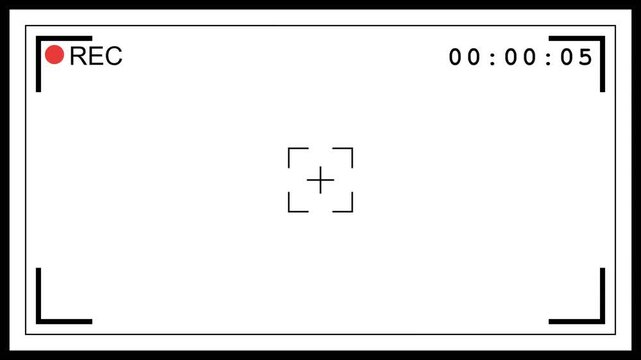 Minimalist Camera Recording Viewfinder Interface with Framing Lines and Status Indicators, Representing Photography, Filming, Shooting, Video Production and Capturing Moments, Clean Layout