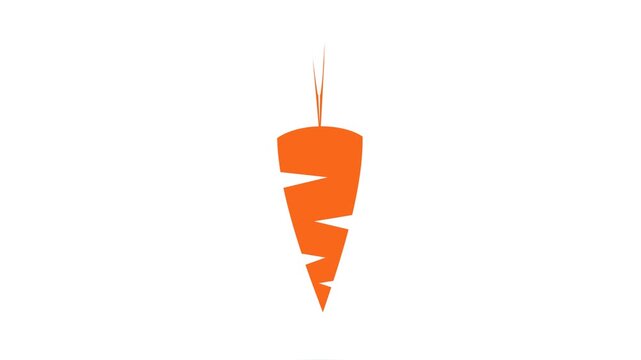 Minimalist Orange Carrot Icon with Simple Shape and Green Leaf Top, Symbol of Healthy Eating, Vegetables, Organic Food, Nutrition and Natural Diet, Flat Vector Illustration on White Background