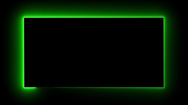 neon square frame overlay line animation 4k, glowing neon rectangle sign with bright light animation, live streaming neon text frame effect. luminous rectangle picture frame icon, alpha channel