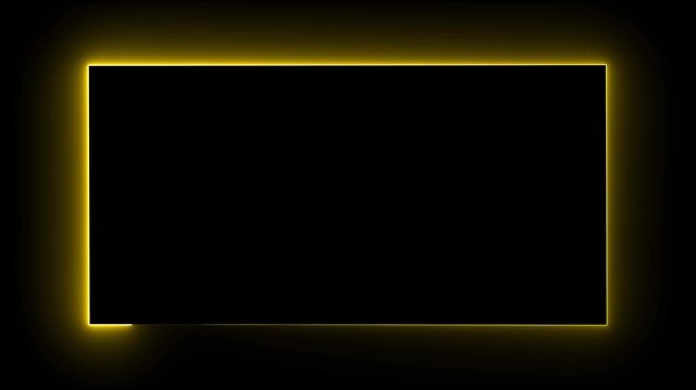 neon square frame overlay line animation 4k, glowing neon rectangle sign with bright light animation, live streaming neon text frame effect. luminous rectangle picture frame icon, alpha channel