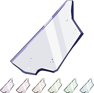 splintered glass broken shard cartoon. shattered edge, piece breakage, chard sliver splintered glass broken shard sign colorful illustration
